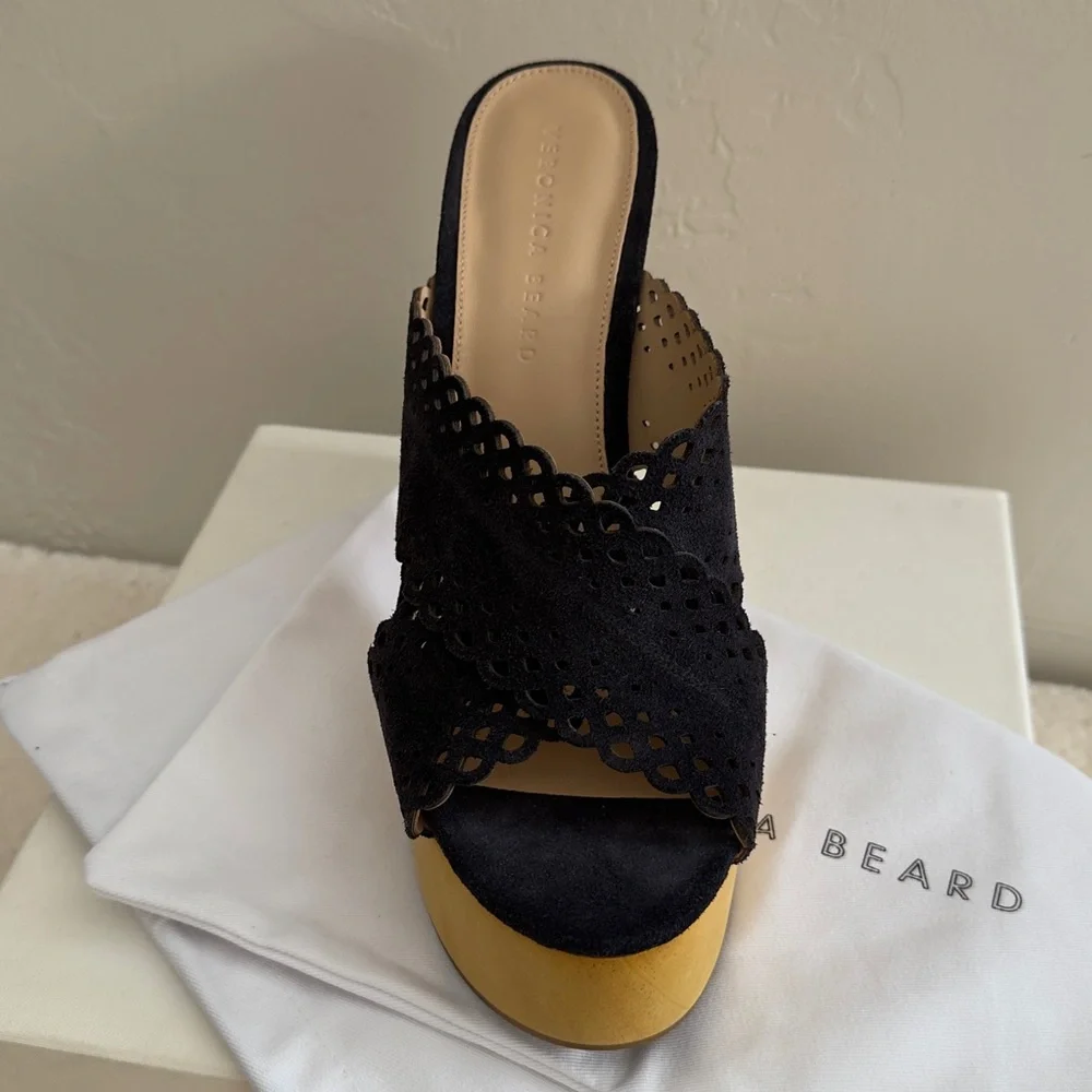 🆕 Veronica Beard Gaynor Suede Platform Clog Platform Mule Sandals, New in Box, 9 - Picture 2 of 7